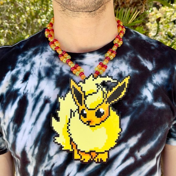 Flareon Perler Necklace - Picture 2 of 6